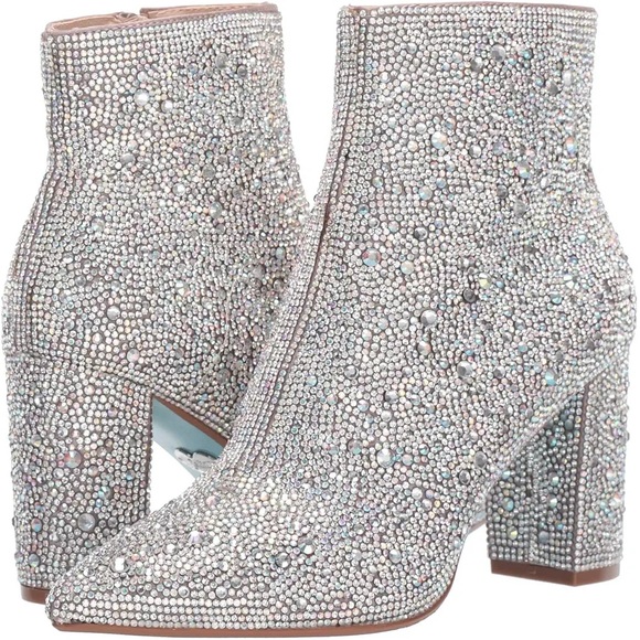Betsey Johnson Cady Silver Sparkly Rhinestone Dress Bootie Women’s New Size 8.5 - Picture 4 of 16